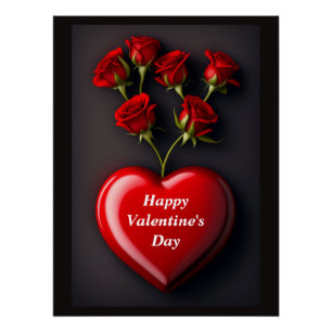 Valentijnsdag hart en rozen perfect poster