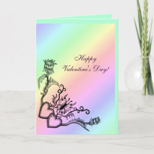Valentijnsdag - Hart en vlinder op regenboog Feestdagen Kaart