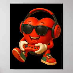Valentijnsdag Hart Gamer Video Gaming Jongens Mann Poster