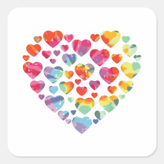 Valentijnsdag Hart Harten Tie Dye Vierkante Sticker (Voorkant)