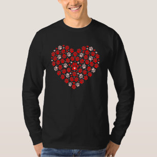 Valentijnsdag Hart Hond Poot Grappige Hond Moeder T-shirt
