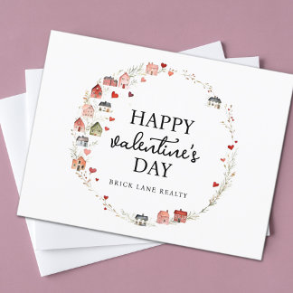 Valentijnsdag Hart Huis Krans Onroerend goed Briefkaart