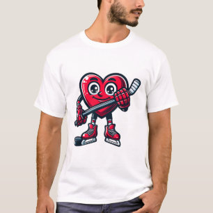 Valentijnsdag hart ijshockey speler sport t-shirt