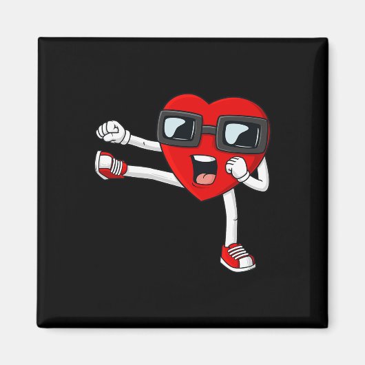 Valentijnsdag hart karate kick fun jongens meisjes magneet (Voorkant)