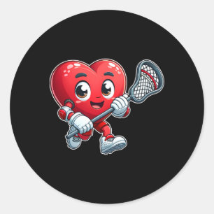 Valentijnsdag Hart Lacrosse Team Speler Sport Ronde Sticker