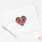 VALENTIJNSDAG HART MET PINKROSES MONOGRAM HART STICKER (Envelop)
