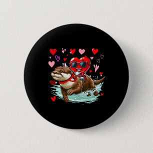 Valentijnsdag Hart Singles Ridende Otter Dier Ronde Button 5,7 Cm