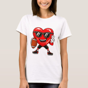 Valentijnsdag Hart Spelend Voetbal Jongens Meisjes T-shirt