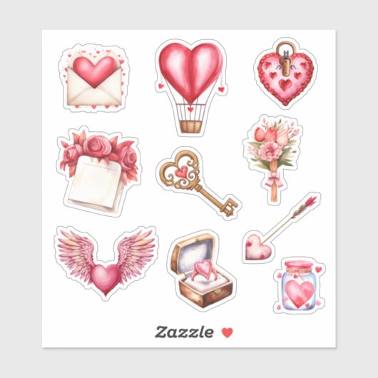 Valentijnsdag Hart Thema Contour Sticker Set (Vel)