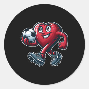 Valentijnsdag Hart Voetbalteam Speler  Ronde Sticker