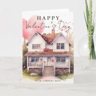 Valentijnsdag Hart Waterverf Huis Makelaardij Feestdagen Kaart