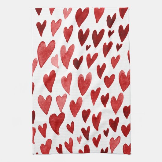 Valentijnsdag harten explosie - roze en rood theedoek (Verticaal)