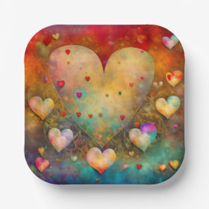 Valentijnsdag  harten gepersonaliseerd papieren bordje