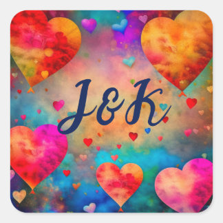 Valentijnsdag harten gepersonaliseerd vierkante sticker