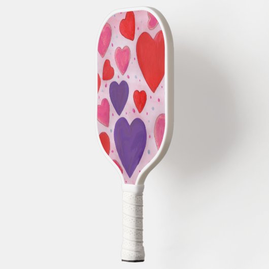 Valentijnsdag Harten in Roze Paarse Rood Patroon Pickleball Paddle (Links)