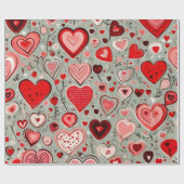 Valentijnsdag harten inpakpapier (Vlak)