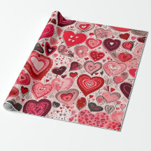 Valentijnsdag harten inpakpapier