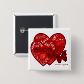 Valentijnsdag Harten & Liefde Button/Pin (2) Vierkante Button 5,1 Cm (Voorkant /achterkant)