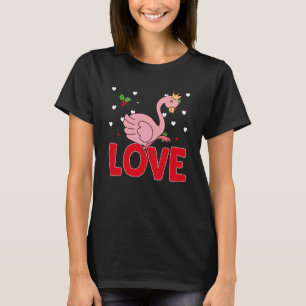 Valentijnsdag Harten Liefde Flamingo Dier Vrouwen T-shirt