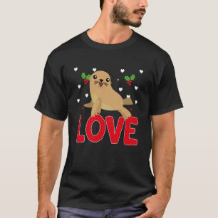 Valentijnsdag Harten Liefde Zeeleeuw Dieren Vrouwe T-shirt