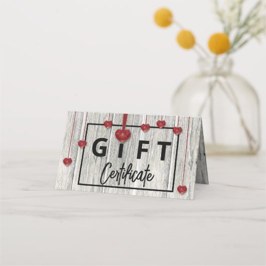 Valentijnsdag Harten Moderne Rustic Wood Cadeaukaa (Voorkant)