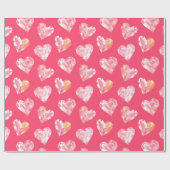 Valentijnsdag Harten op donkerroze basis Cadeaupapier (Vlak)