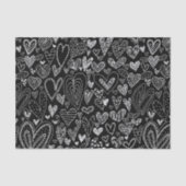 Valentijnsdag Harten op zwart Tissuepapier (Voorkant)