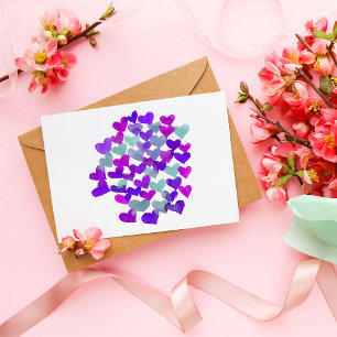 Valentijnsdag harten - paars en aqua briefkaart