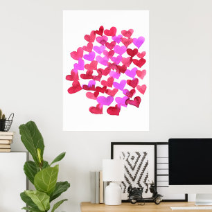 Valentijnsdag harten - roze en magenta poster