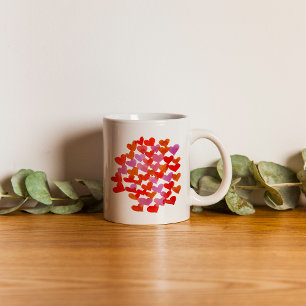 Valentijnsdag harten - roze en oranje koffiemok