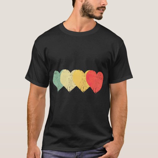 Valentijnsdag hartenretro T-shirt (Voorkant)