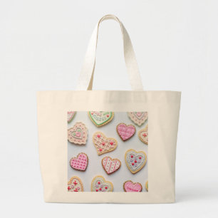Valentijnsdag hartkoekjes grote tote bag