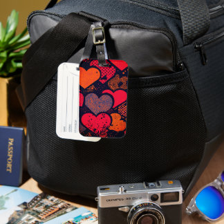 Valentijnsdag Hartpatroon – Retro Pop Art Bagagelabel