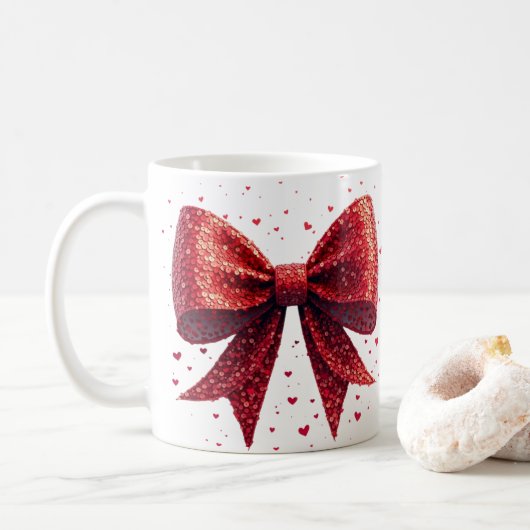 Valentijnsdag Heart Coquette Bow Koffiemok (Met donut)