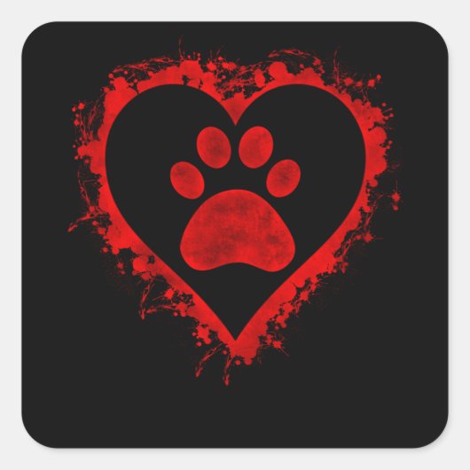 Valentijnsdag Heart Dog Paw Boys Girls Kinder Vierkante Sticker (Voorkant)