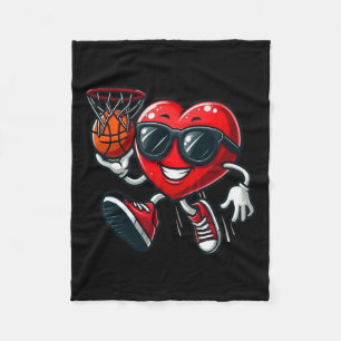 Valentijnsdag Heart Dunking Basketball Boys Girls Fleece Deken