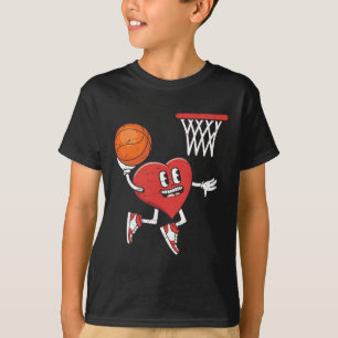 Valentijnsdag Heart Dunking Basketball Boys Girls T-shirt