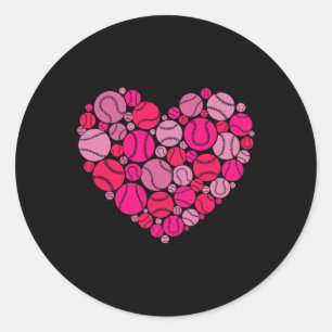 Valentijnsdag Heart Love Baseball Mannen Vrouwen J Ronde Sticker