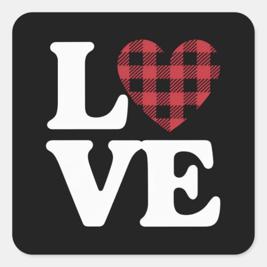 Valentijnsdag Heart Plaid Love Vierkante Sticker (Voorkant)