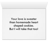 Valentijnsdag Heart Shaped Cookie Kaart (Binenzijde Horizontaal (Onderkant))