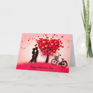 Valentijnsdag - Heart Tree Couple - Personaliseer Feestdagen Kaart
