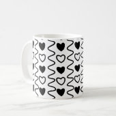 Valentijnsdag Hearts Chevron Black White Pattern Koffiemok (Voorkant links)