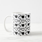 Valentijnsdag Hearts Chevron Black White Pattern Koffiemok (Links)