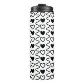 Valentijnsdag Hearts Chevron Black White Pattern Thermosbeker (Voorkant)