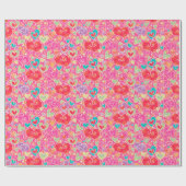 Valentijnsdag Hearts en Flowers Cadeaupapier (Vlak)