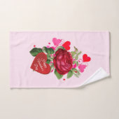 Valentijnsdag Hearts en Red Rose Handdoek (Handdoek)