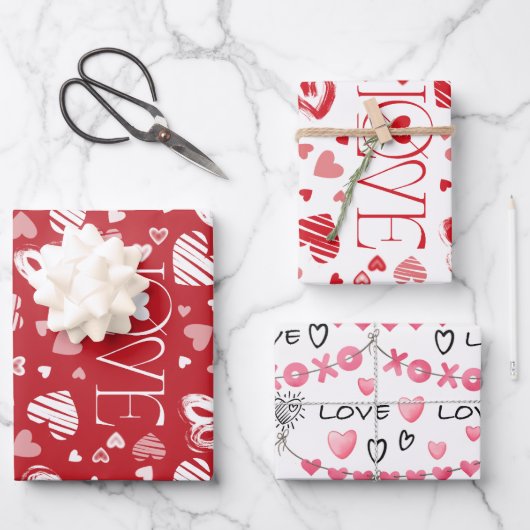 Valentijnsdag Hearts Love Wrapping Paper (Voorkant)