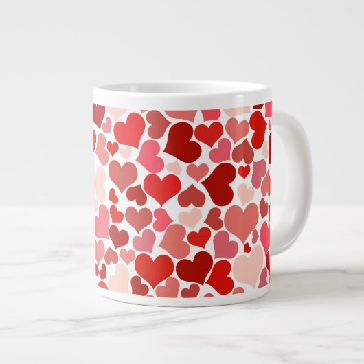 Valentijnsdag Hearts Patroon Extra Grote Beker (Voorkant rechts)