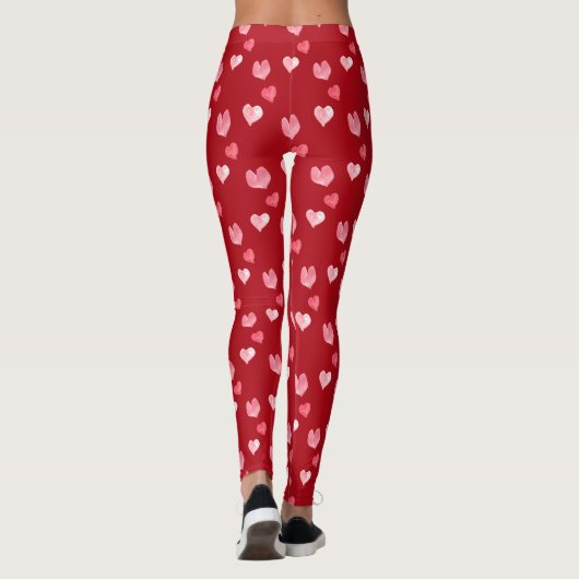 Valentijnsdag Hearts Pattern Roze Leggings (Achterkant)