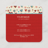 Valentijnsdag Hearts Pattern-Sjabloon Vierkante Visitekaartje (Achterkant)
